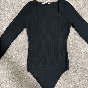 Abercrombie & Fitch Elegant Black Ribbed Bodysuit